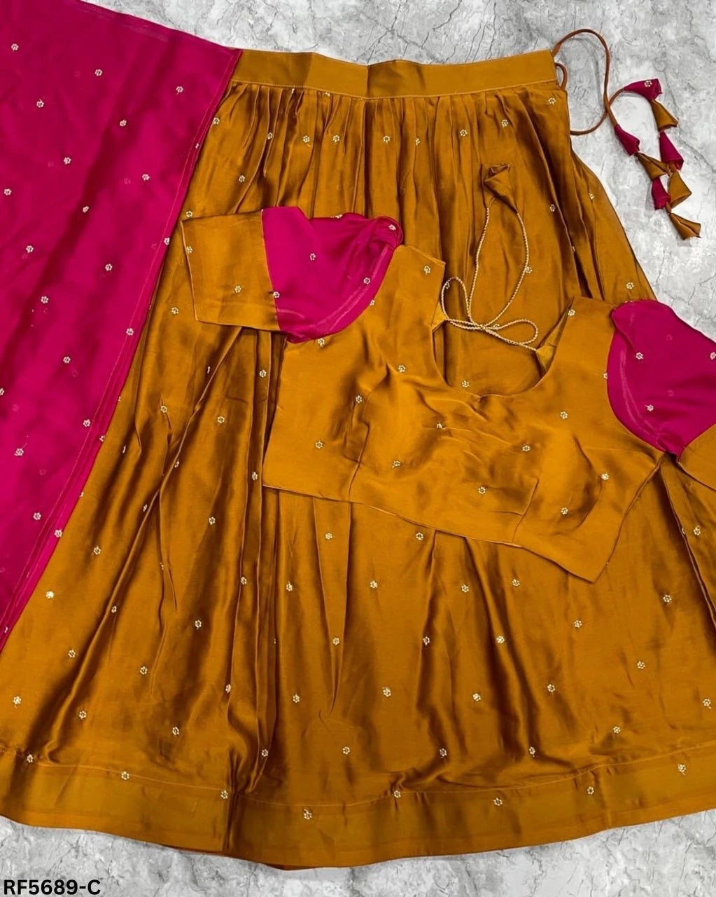 Elegant Rangoli Silk Embroidered Lehenga Set with Butti Work & Matching Dupatta!