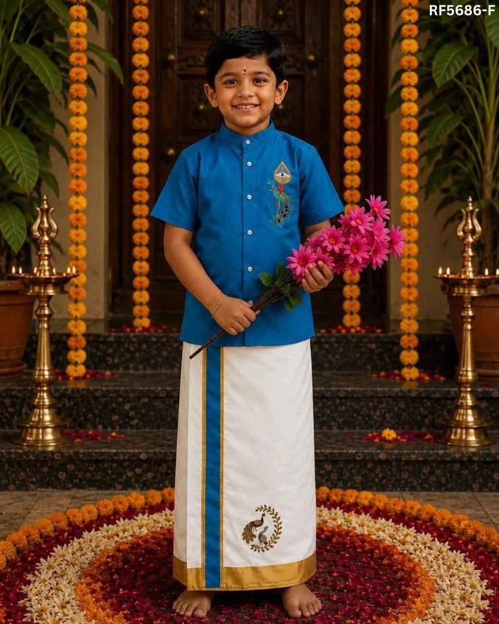 Magic Cotton Printed Shirt & Dhoti Set – Stylish Traditional Wear for Your Little Boy!